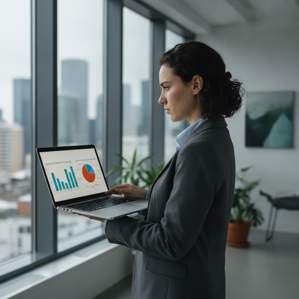 Analista de CX analisa dashboard comparando cookieless tracking e lacunas de consentimento em laptop